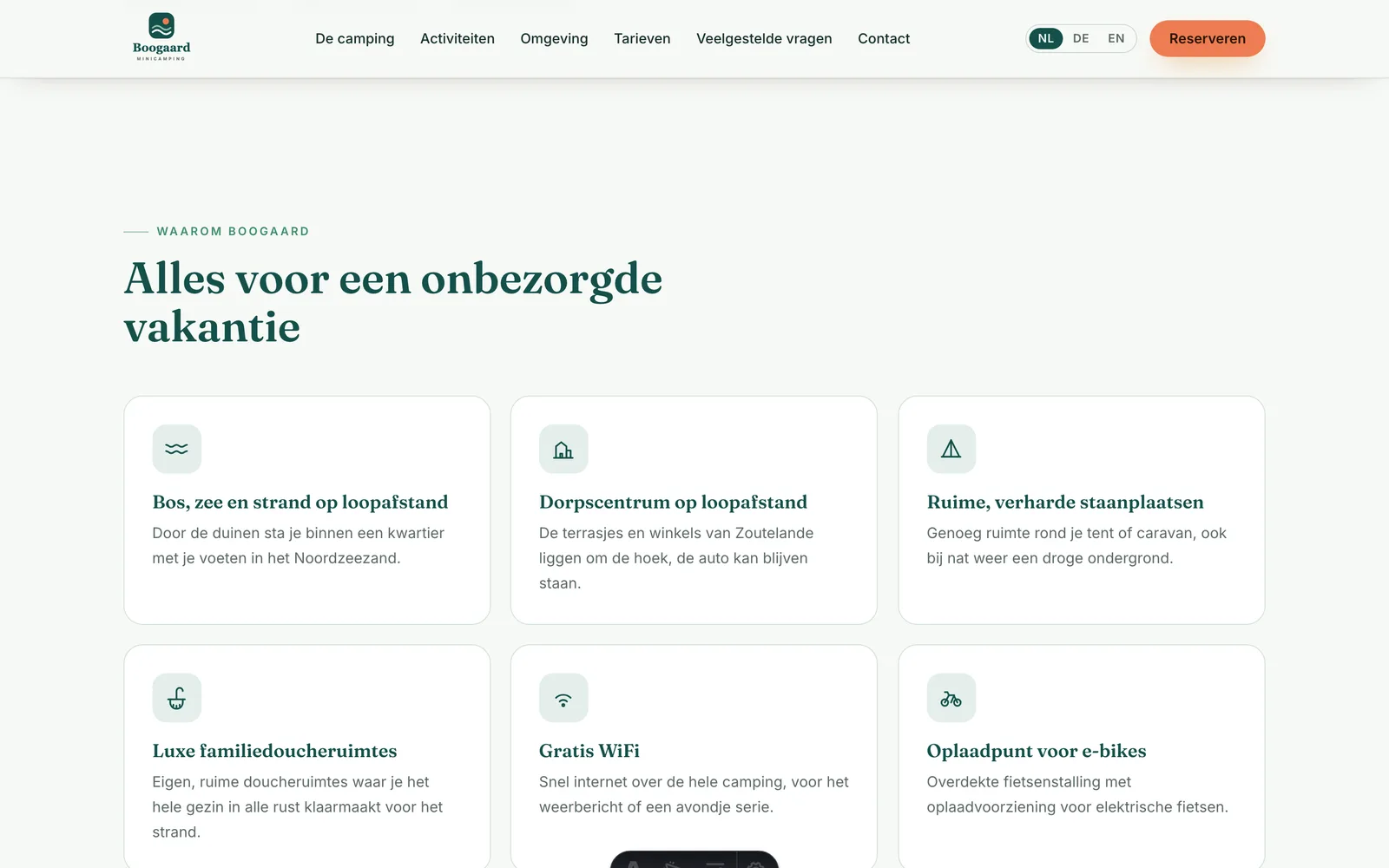 Concept website Minicamping Boogaard, detail view