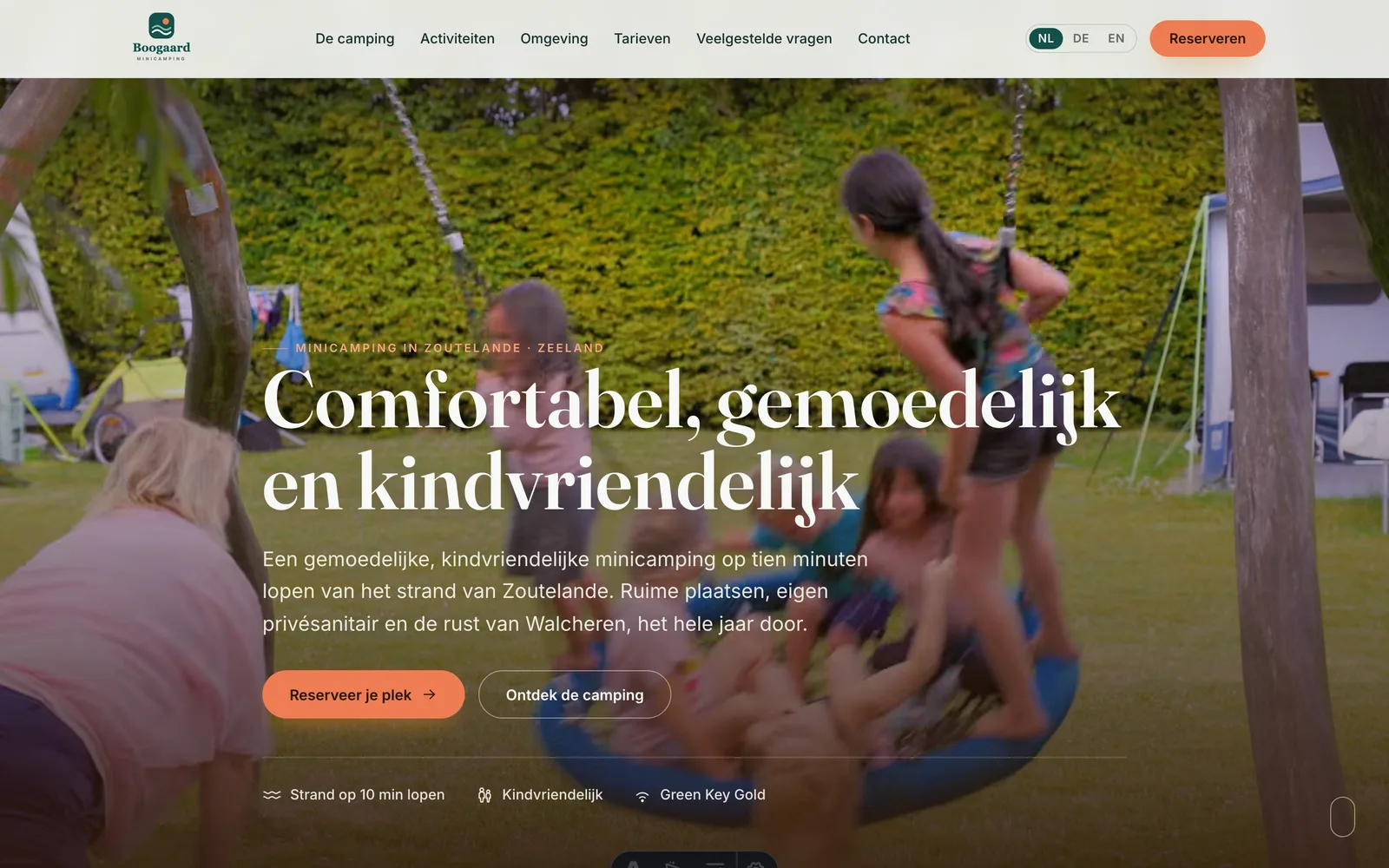 Concept website Minicamping Boogaard, home page