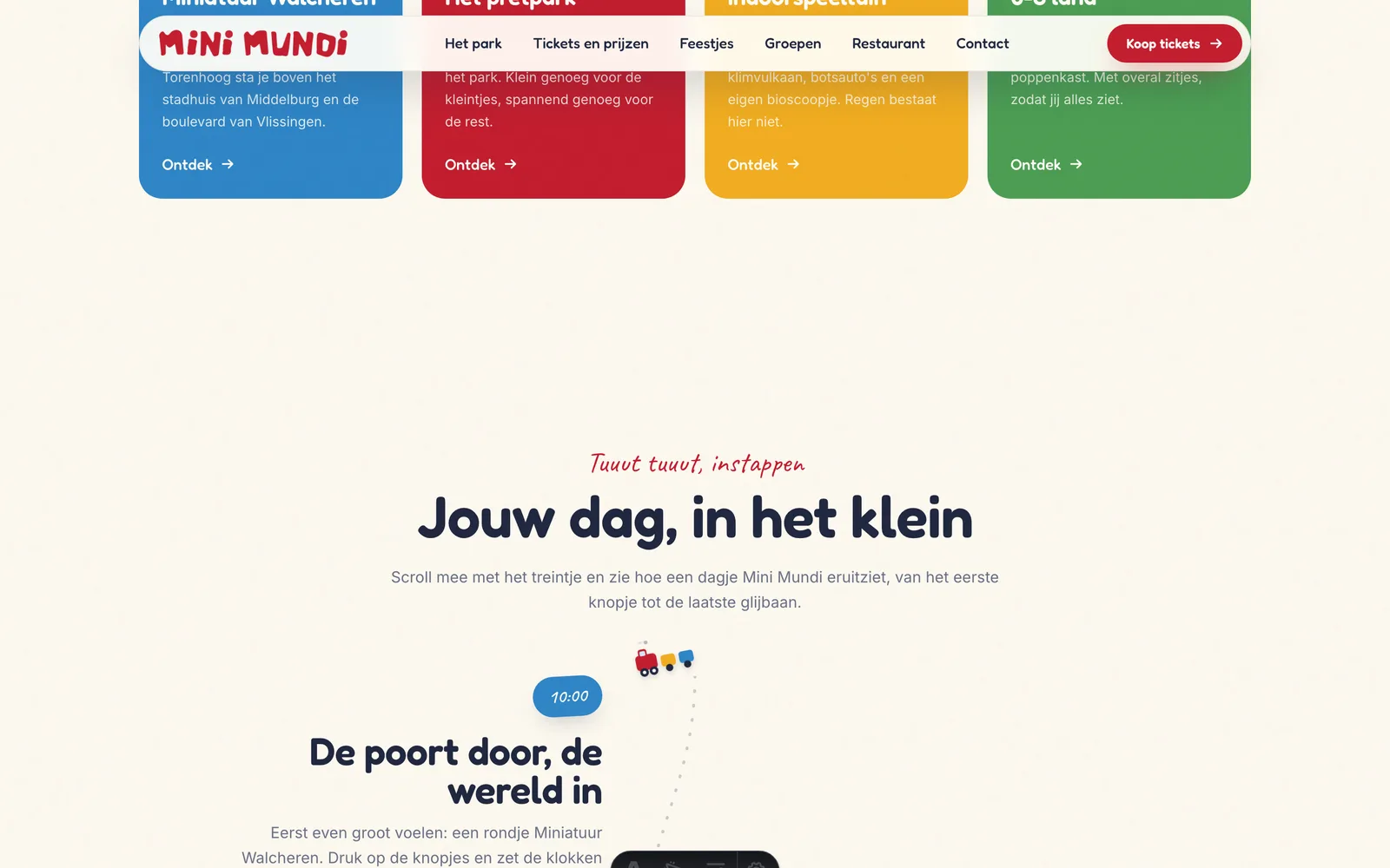 Concept website Mini Mundi, detail view