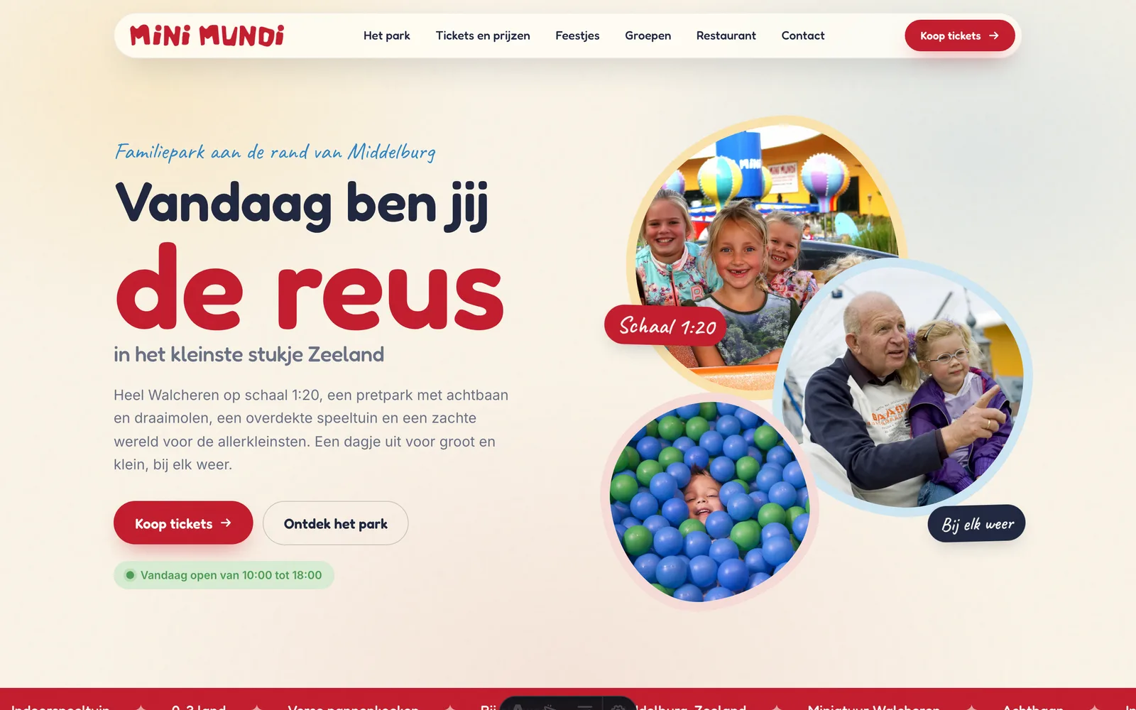 Concept website Mini Mundi, home page