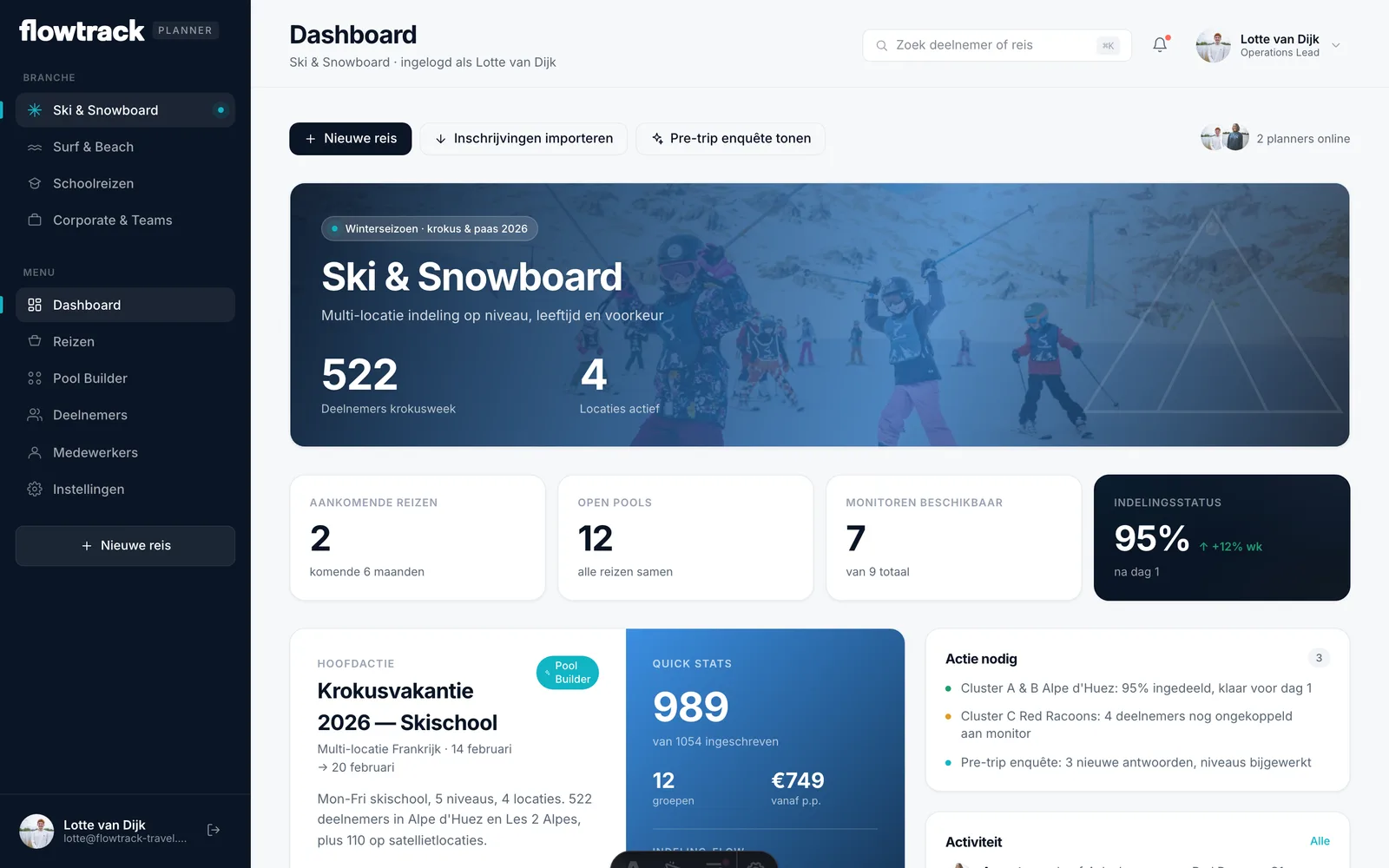 Concept website FlowTrack, detail view