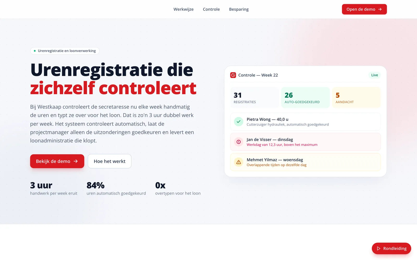 Concept website Klokwerk, home page