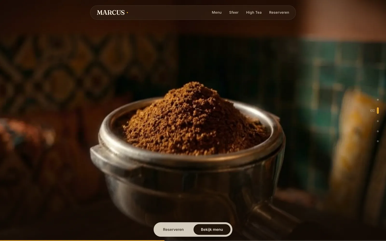 Concept website Koffiebar Marcus, detail view
