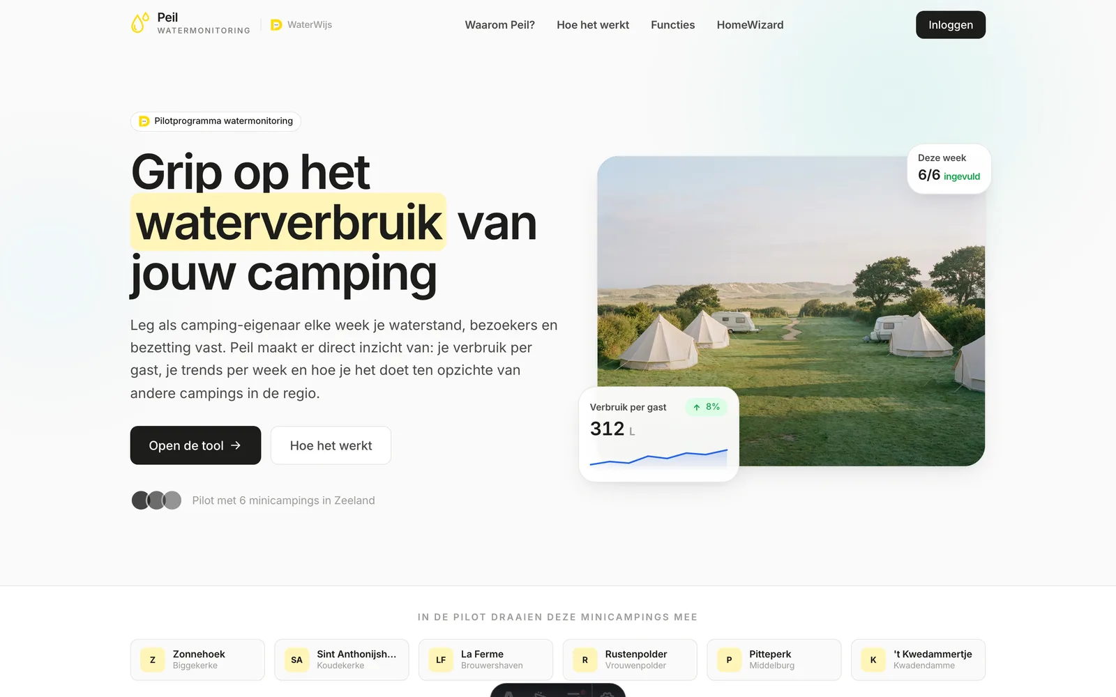 Concept website Peil, home page