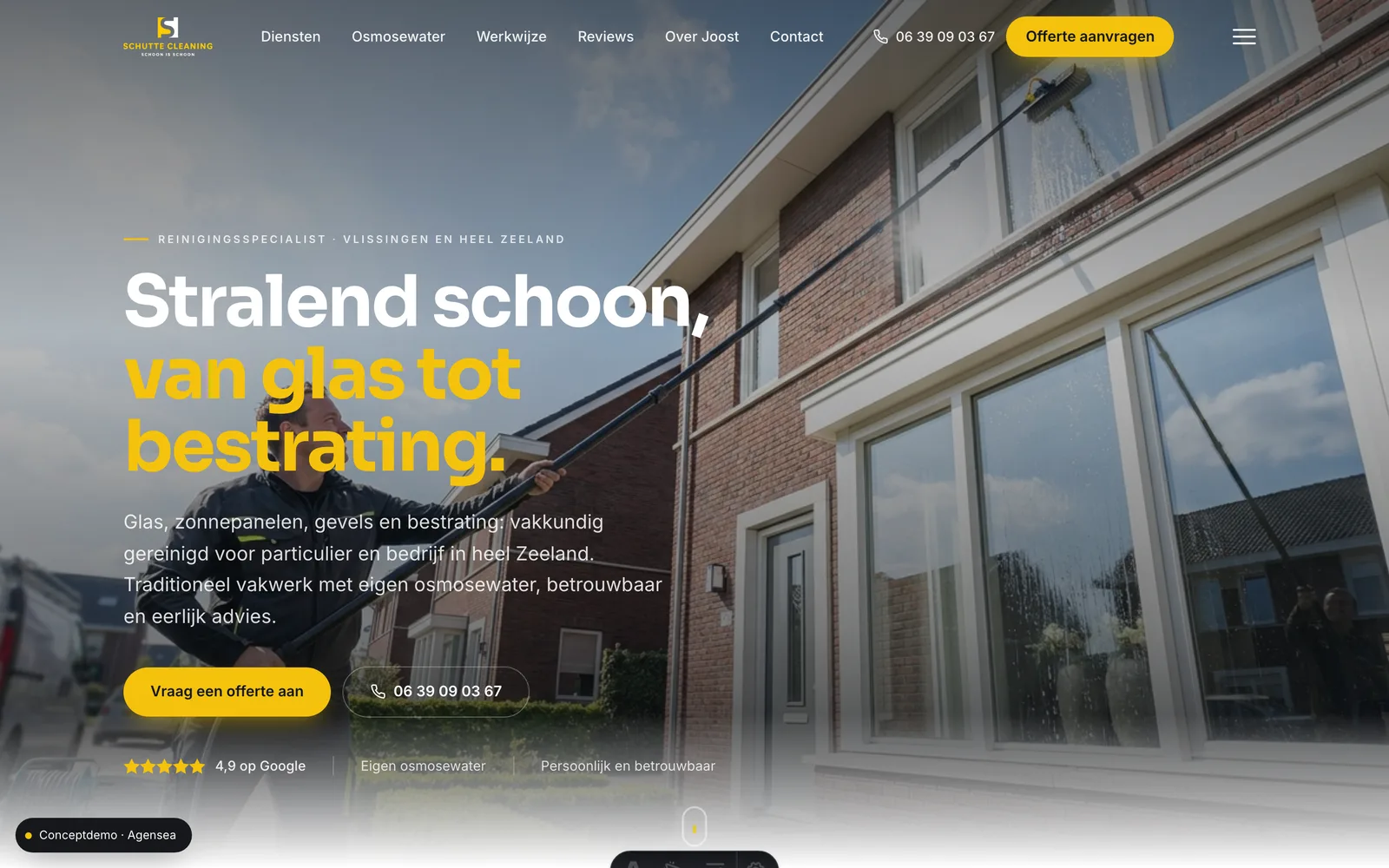 Concept website Schutte Cleaning, home page